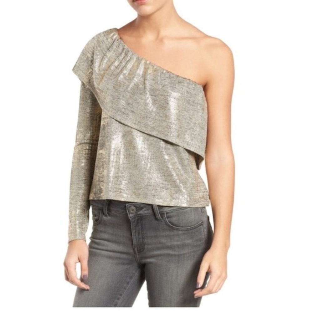 ❤️TROUVE Metallic One-Shoulder Top Size Small